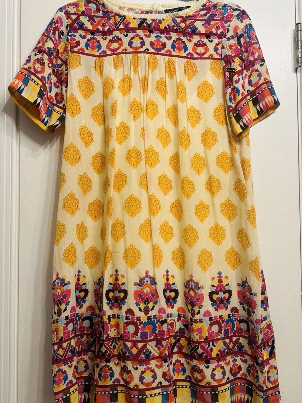 Tanvi by Kedia Anthropologie Caltha Boho Dress with Multi-Color Trim small